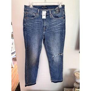 J Crew Jeans Womens 25 Mercantile Slim Boyfriend Distressed Frayed Raw Hem L0871